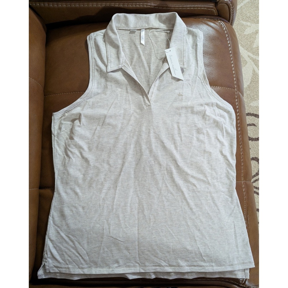 TravisMathew Sleeveless Polo Top Oatmeal Heather Women's XL NWT (MSRP $89)